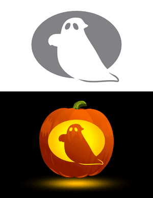 Ghost With Large Eyes Pumpkin Stencil