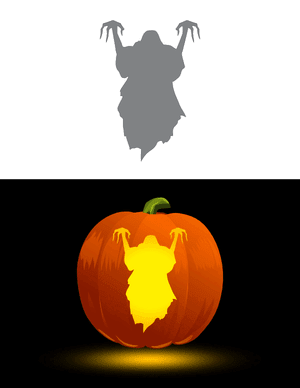 Ghost With Long Fingers Pumpkin Stencil