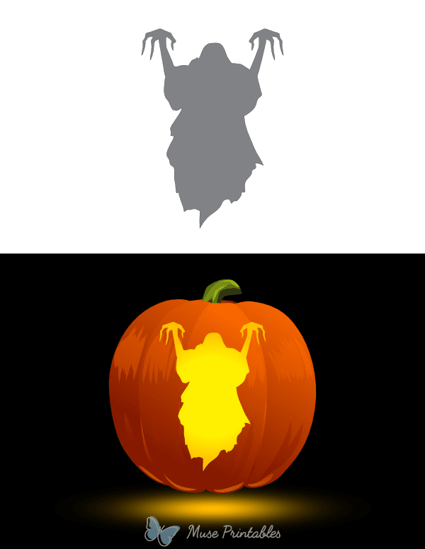 Ghost With Long Fingers Pumpkin Stencil