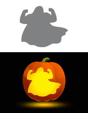 Ghost With Muscles Pumpkin Stencil