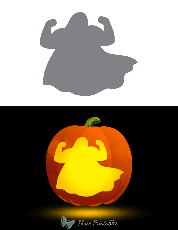 Ghost With Muscles Pumpkin Stencil