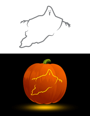 Ghost With Open Mouth Pumpkin Stencil