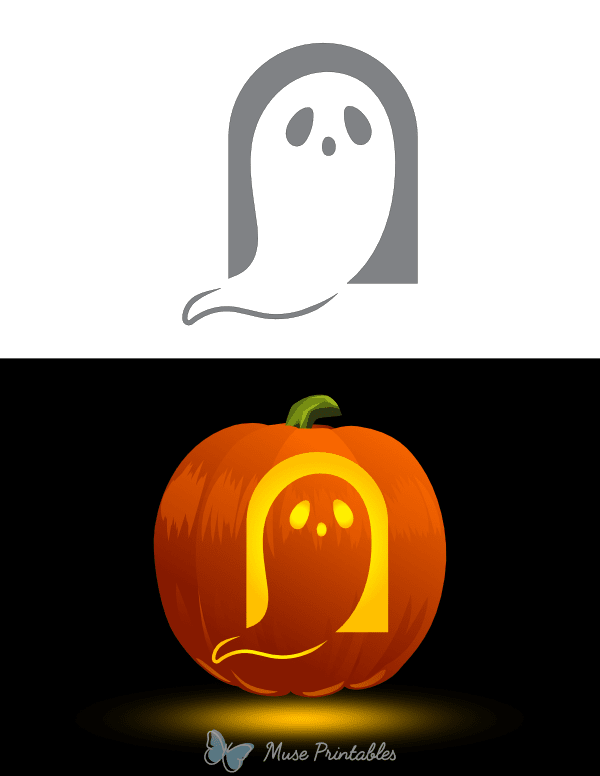 Ghost With Tail Pumpkin Stencil