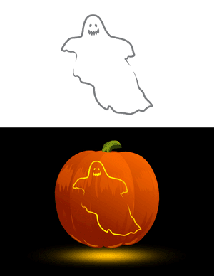 Ghost With Teeth Pumpkin Stencil