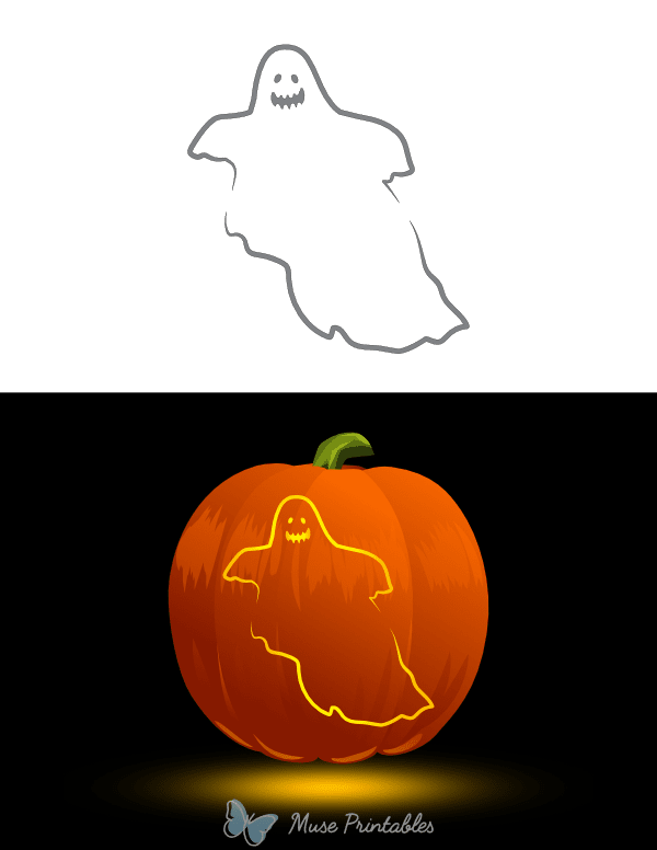 Ghost With Teeth Pumpkin Stencil