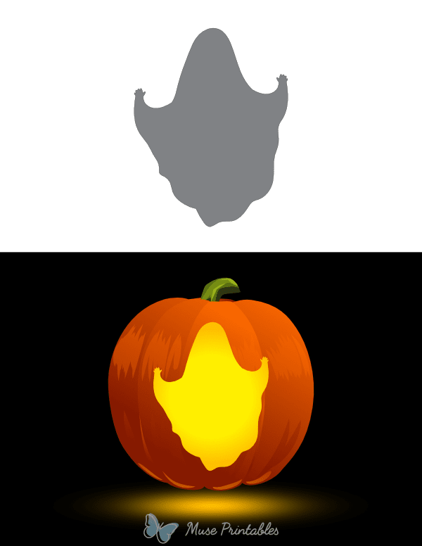 Ghost With Tiny Hands Pumpkin Stencil