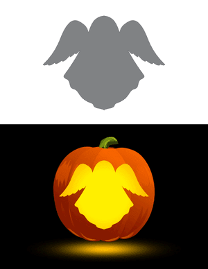 Ghost With Wings Pumpkin Stencil