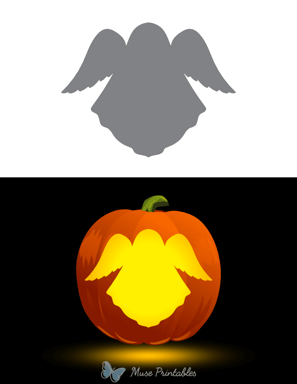 Ghost With Wings Pumpkin Stencil