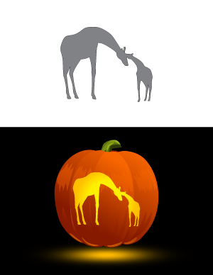 Giraffe Mom And Baby Pumpkin Stencil