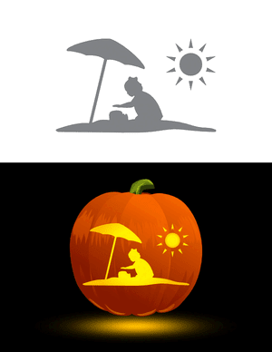 Girl on Beach Pumpkin Stencil