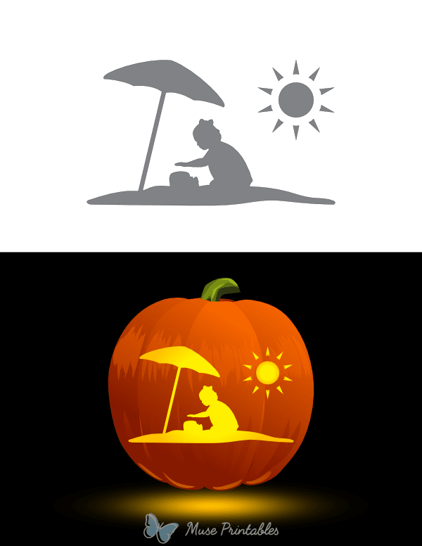 Girl on Beach Pumpkin Stencil