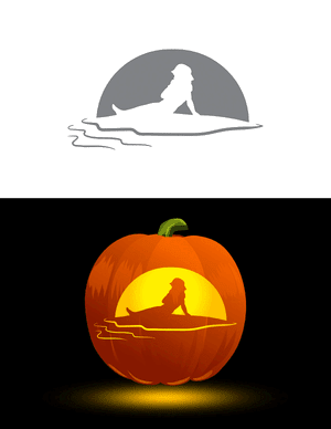 Girl Reclining on Beach Pumpkin Stencil