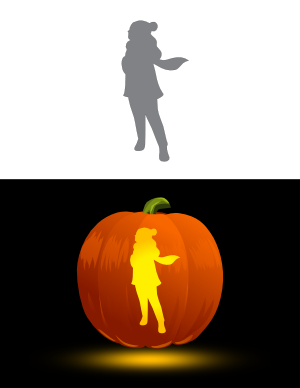 Girl Wearing Scarf Pumpkin Stencil