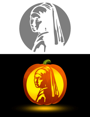 Girl With a Pearl Earring Pumpkin Stencil