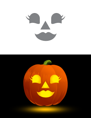Girly Jack-o'-lantern Face Pumpkin Stencil
