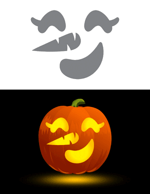 Girly Snowman Face Pumpkin Stencil