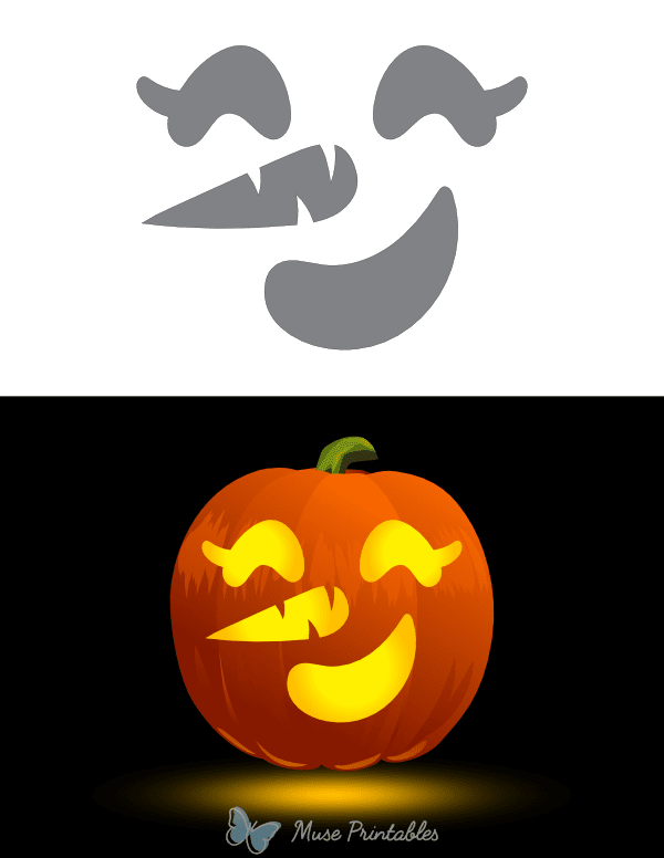 Girly Snowman Face Pumpkin Stencil