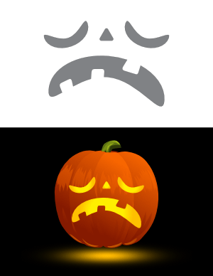 Gloomy Face Pumpkin Stencil