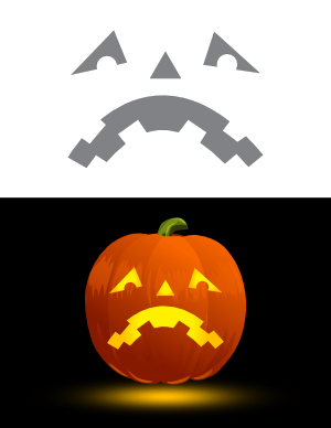 Gloomy Jack-o'-lantern Face Pumpkin Stencil