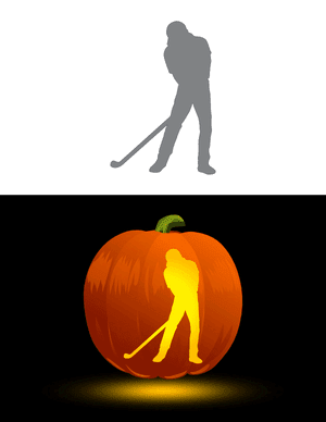 Golfer Swinging Pumpkin Stencil