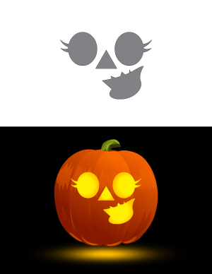 Goofy Female Face Pumpkin Stencil