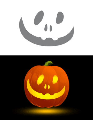 Goofy Grinning Face Pumpkin Stencil