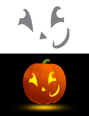 Goofy Jack-o'-lantern Face Pumpkin Stencil