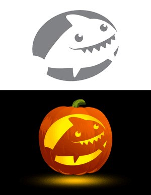 Goofy Shark Pumpkin Stencil