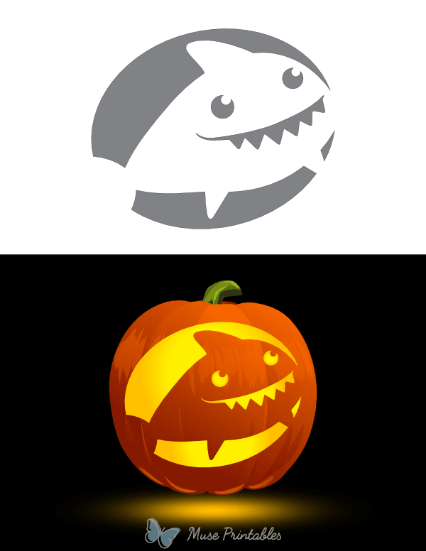 Goofy Shark Pumpkin Stencil