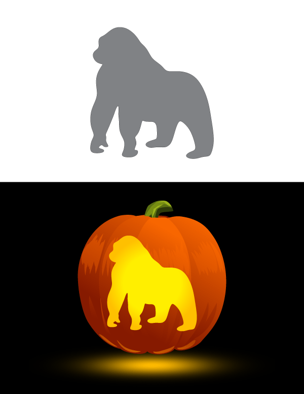 Printable Gorilla Pumpkin Stencil