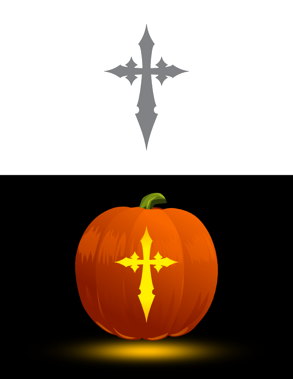 Printable Gothic Cross Pumpkin Stencil