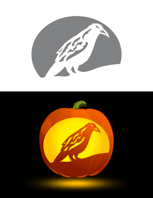 Gothic Raven Pumpkin Stencil
