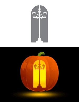 Gothic Street Lamp Pumpkin Stencil