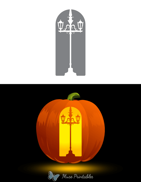 Gothic Street Lamp Pumpkin Stencil