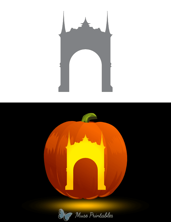 Gothic Style Arch Pumpkin Stencil