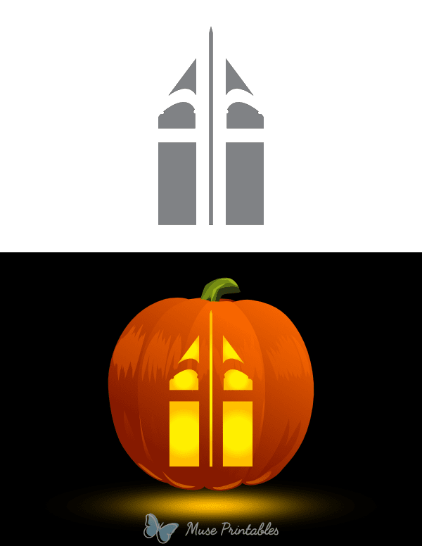 Gothic Style Window Pumpkin Stencil