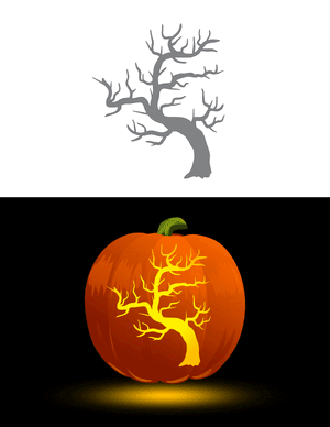 Gothic Tree Pumpkin Stencil