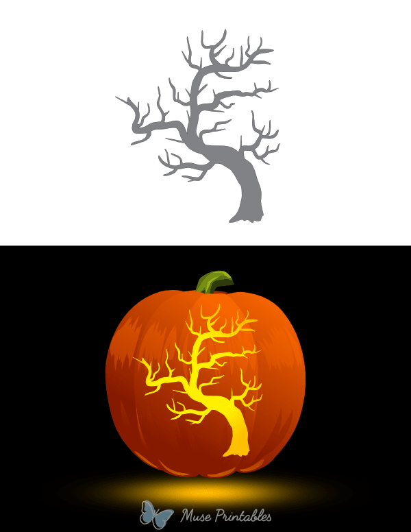 Gothic Tree Pumpkin Stencil