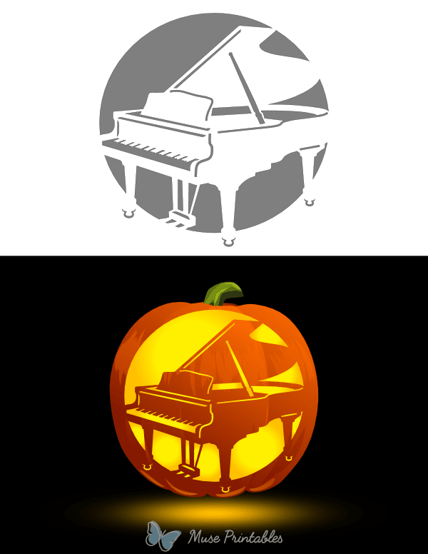Grand Piano Pumpkin Stencil