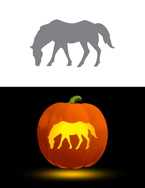 Printable Grazing Horse Pumpkin Stencil