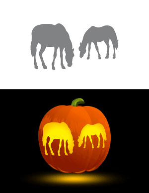 Grazing Horses Pumpkin Stencil