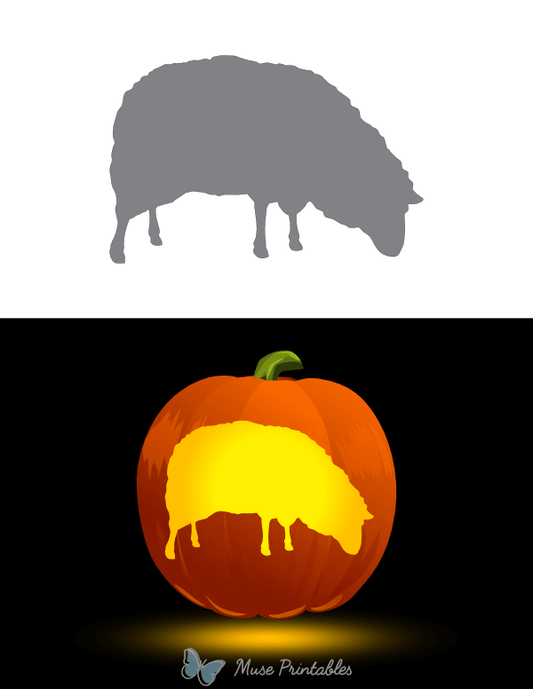 Grazing Sheep Pumpkin Stencil