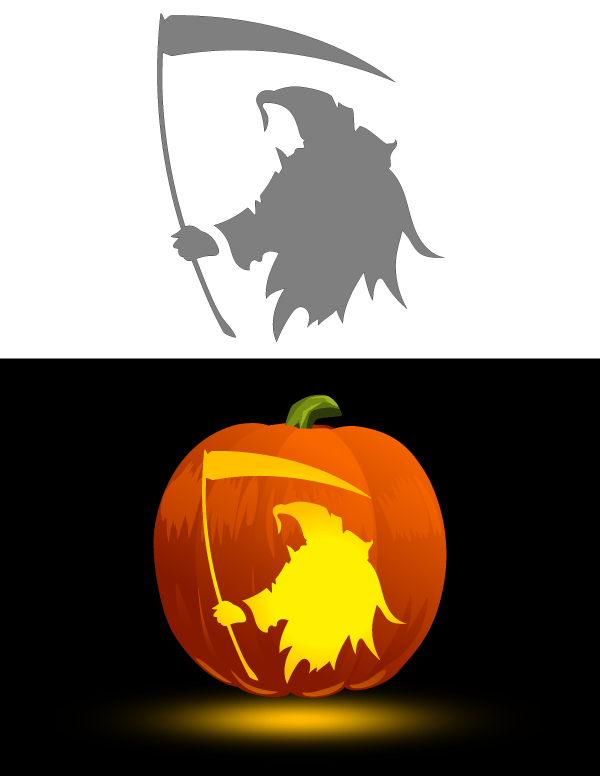 Printable Grim Reaper Pumpkin Stencils