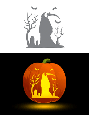 Grim Reaper Scene Pumpkin Stencil