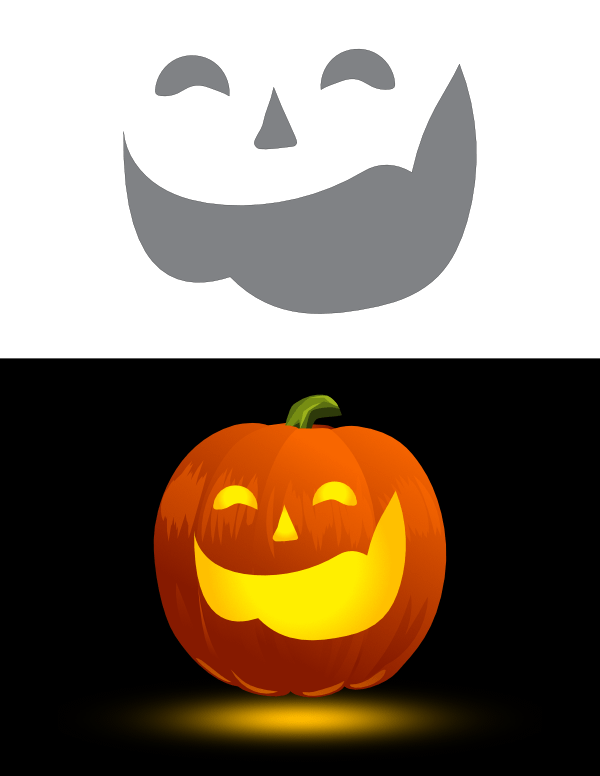 Printable Grinning Face Pumpkin Stencil