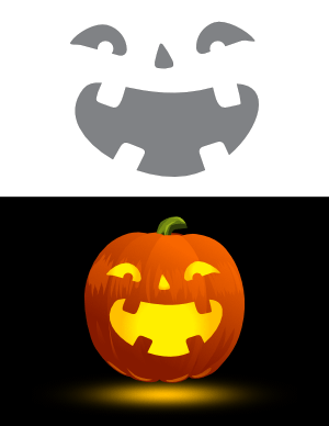 Grinning Jack-o'-lantern Pumpkin Stencil