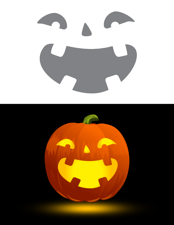 Printable Grinning Jack-o'-lantern Pumpkin Stencil