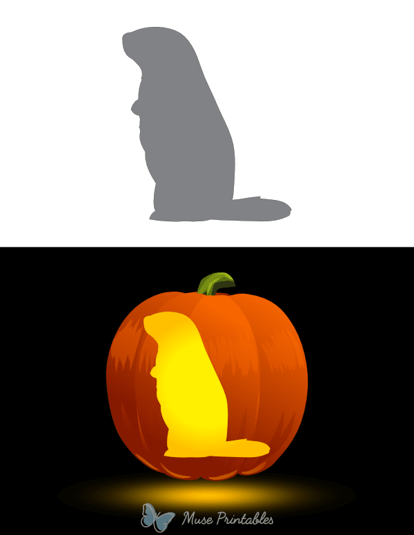 Groundhog Side View Pumpkin Stencil