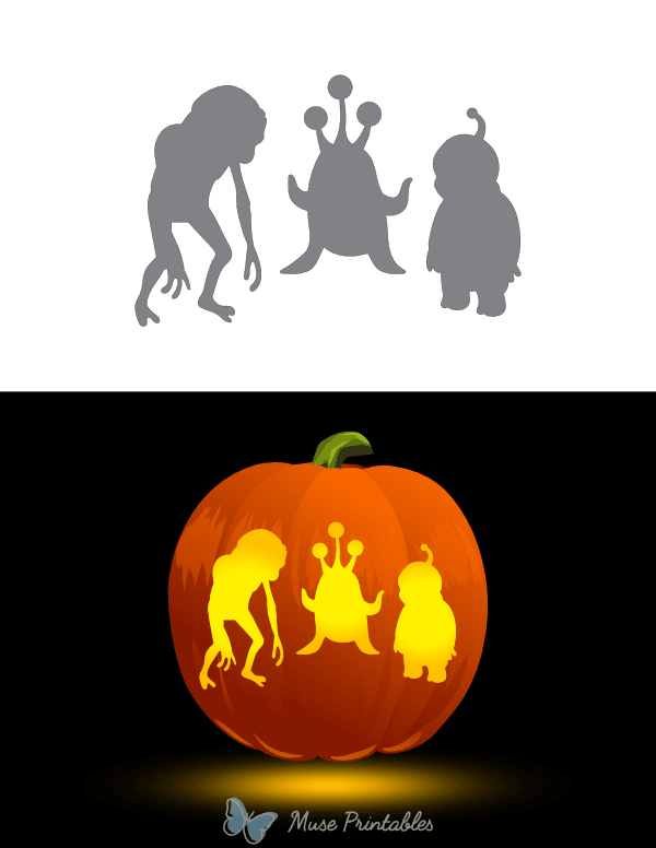 Group of Aliens Pumpkin Stencil