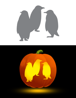 Group of Penguins Pumpkin Stencil